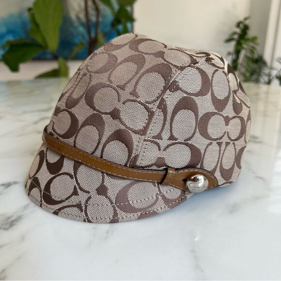Coach Vintage Signature Karee Newsboy Cap Hat Khaki Doe F80908 Size Small main image 9